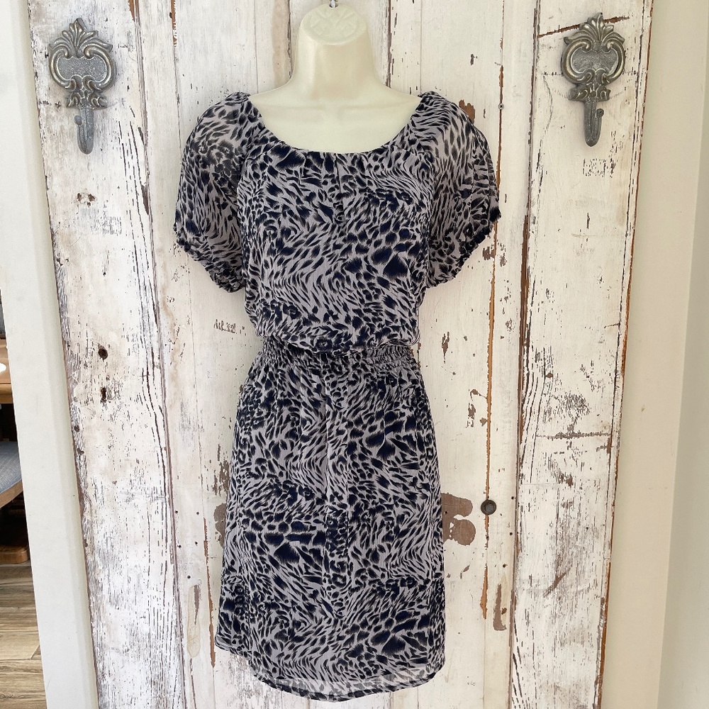 Bloomsbury Size 6 Woman's Gray Navy Blue Black Blouson Casual Career Dress